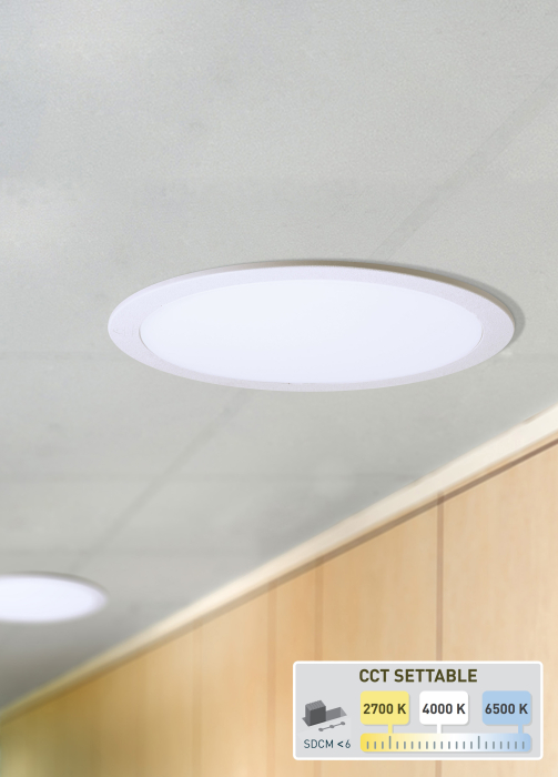 Downlight LED alb rotund incastrat de 18W cu protectie IP65 si lumina CCT selectabila [2]