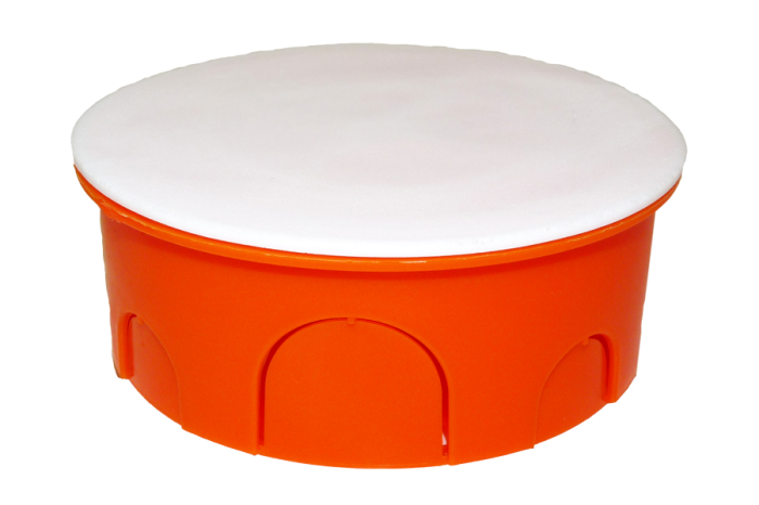 Doza de derivatie rotunda incastrata 100 mm portocalie pentru zidarie [2]