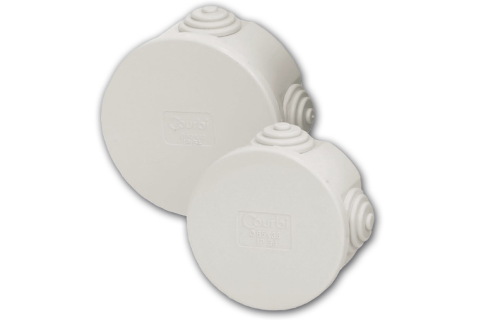 Doza etansa de derivatie rotunda alba 80x40 mm cu capac prin presare IP54 [2]