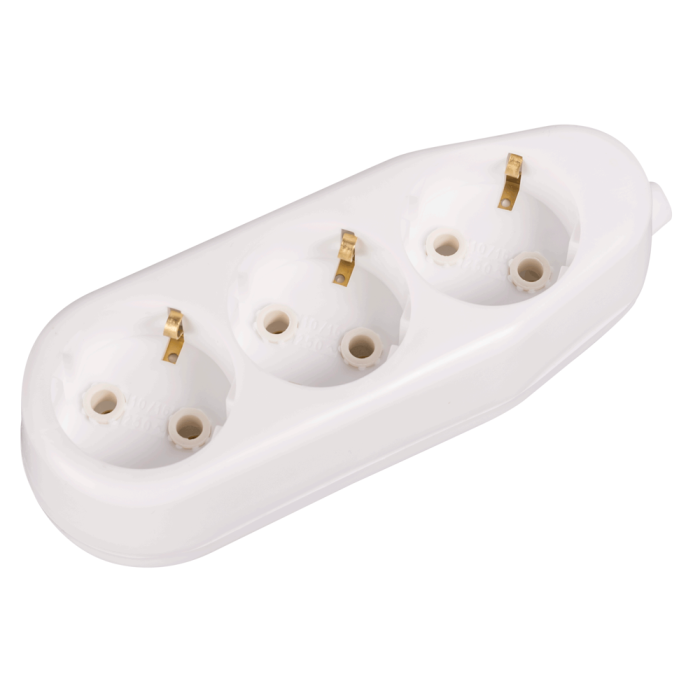 Grup alb cu 3 prize ceramice si contact de protectie [2]