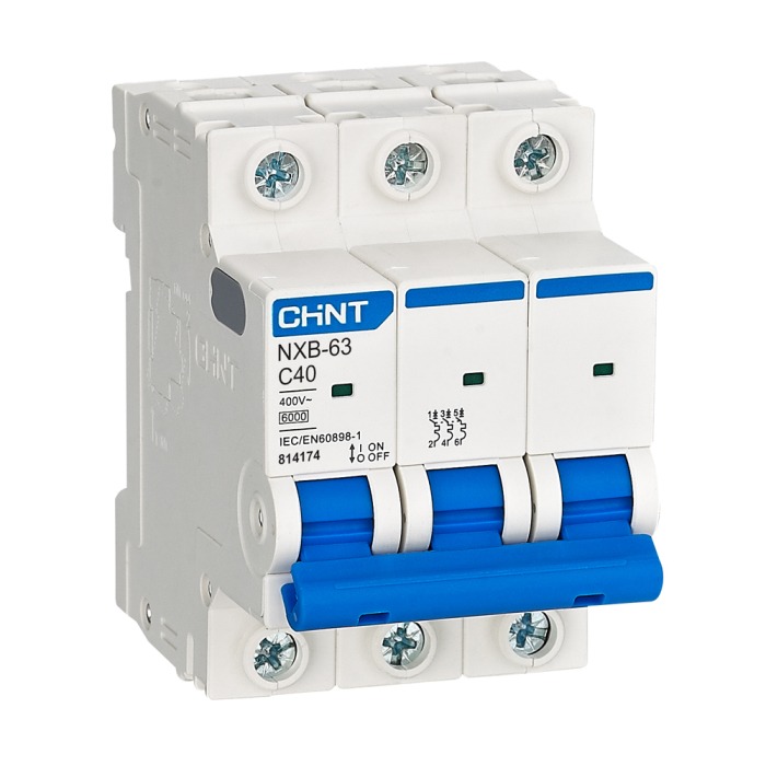 Intrerupator automat modular tripolar 40 A curba C 6 kA pentru sina DIN [2]