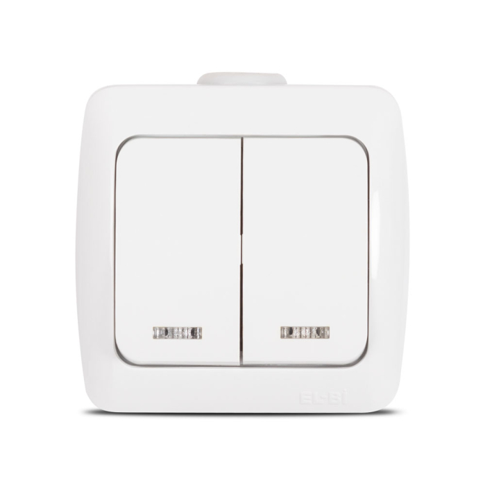 Intrerupator dublu cu LED aplicat alb pentru doua circuite 10A [2]
