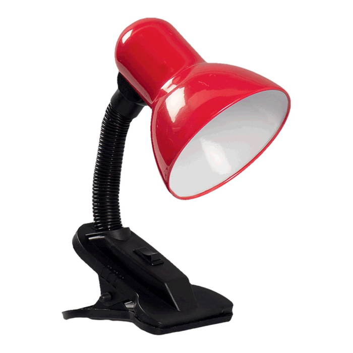 Lampa de birou rosie din metal cu clips si dulie E27 [2]