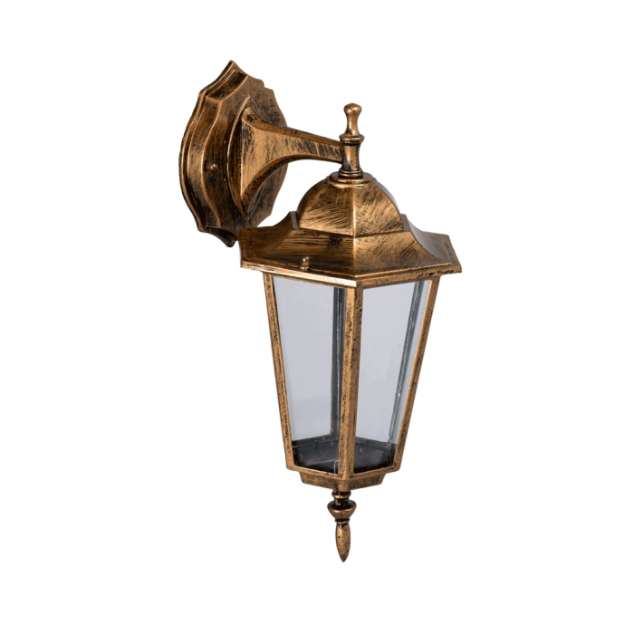 Lampa decorativa de gradina cu abajur din sticla transparenta, dulie E27 si protectie IP44 [2]