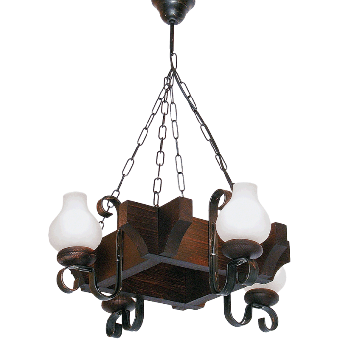 Lustra decorativa wenge cu patru abajururi din sticla alba si dulii E14 [2]