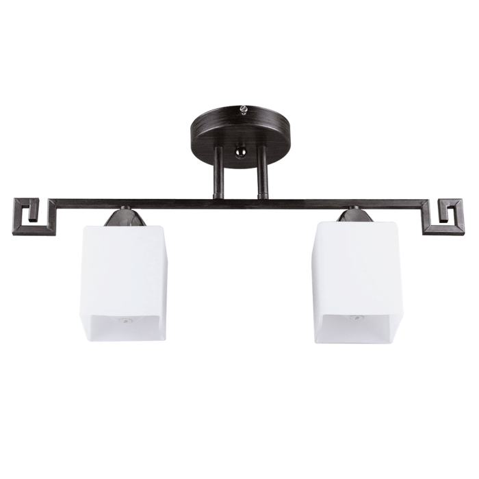 Lustra decorativa Elada alb cu wenge din metal si sticla alba cu doua dulii E27 [2]
