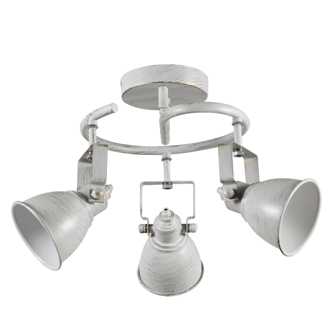 Lustra decorativa alba antichizata cu trei dulii E27 pentru montaj pe tavan [2]