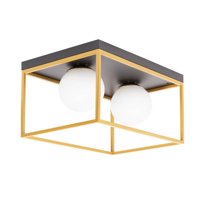 Lustra decorativa negru auriu cu doua dulii E27 pentru interior [2]