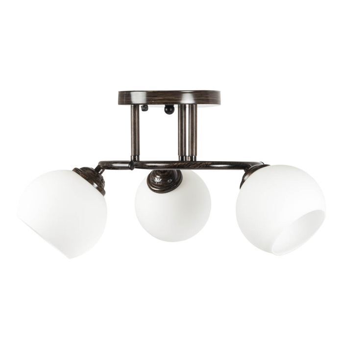 Lustra decorativa wenge cu abajur din sticla alba si trei dulii E27 [2]