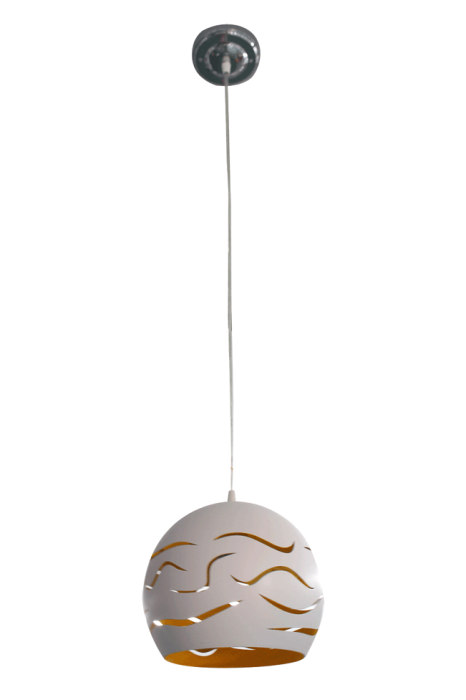 Pendul decorativ Fusion alb cu interior portocaliu, metal, o dulie E27, pentru iluminat interior [2]