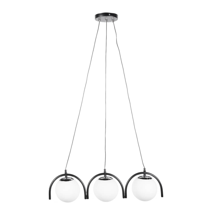 Pendul decorativ negru cu trei dulii E27 din metal si sticla pentru iluminat interior [2]