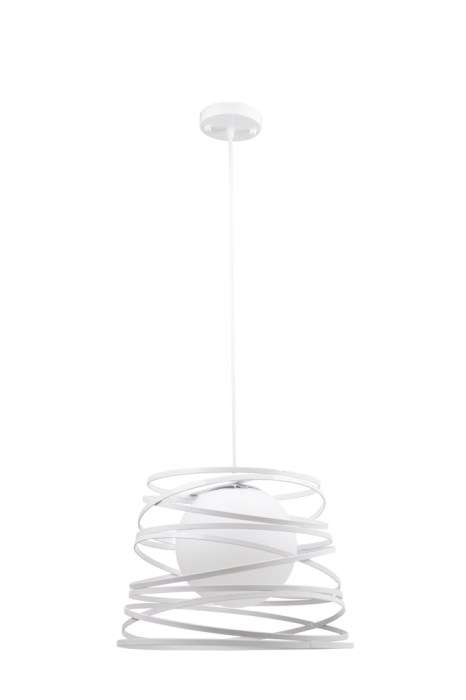 Pendul decorativ alb cu crom, metal si sticla, cu o dulie E27 [2]