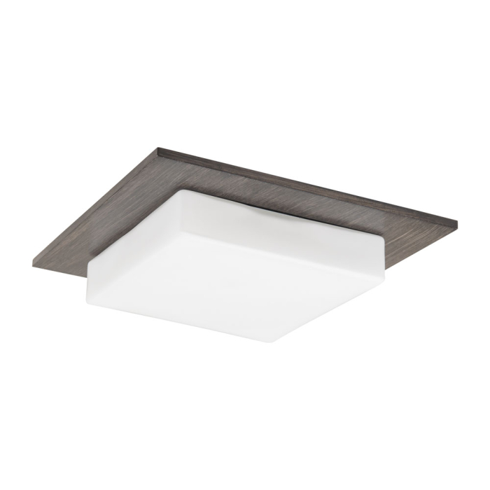 Plafoniera decorativa wenge cu doua dulii E27 si abajur din sticla alba [2]