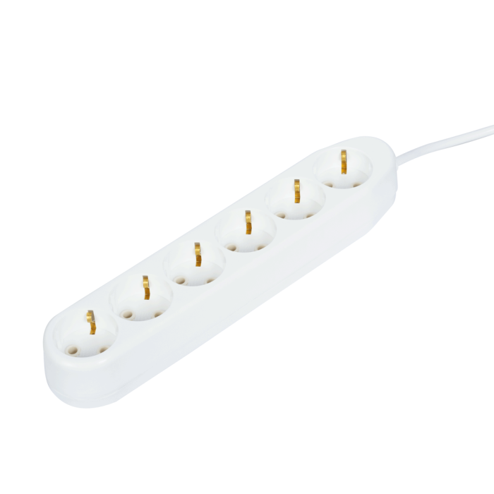 Prelungitor ceramic alb cu 6 prize, contact de protectie si cablu de 10 m [2]