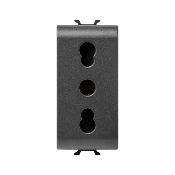 Priza modulara standard italian 1 modul 2P E 16A P11 P17 negru satinat [2]