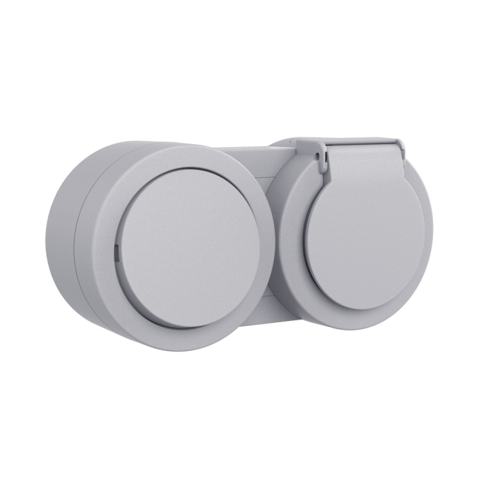 Priza Schuko cu capac si intrerupator aplicat IP54 gri [2]