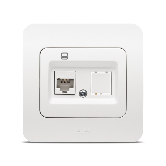 Priza de date incastrata cu un port RJ45 Cat6e si finisaj alb mat [2]