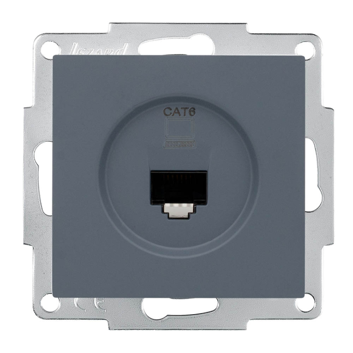 Priza de date cu un port RJ45 Cat6e in finisaj gri grafit pentru montaj incastrat [2]