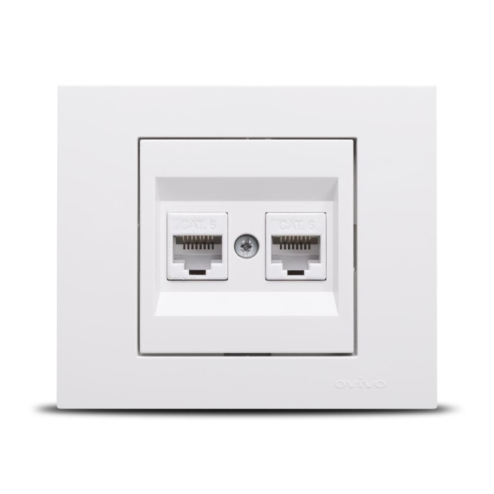 Priza de date dubla RJ45 Cat6 alba pentru montaj incastrat [2]