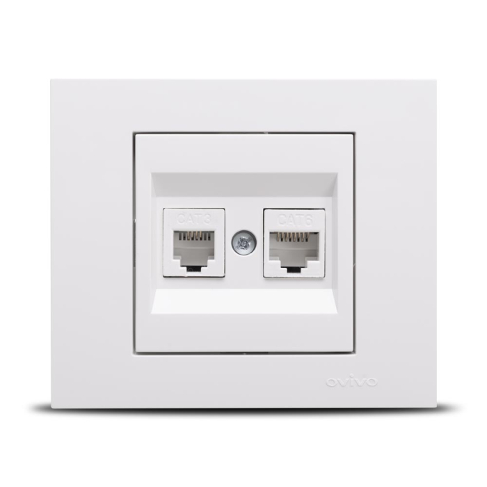 Priza incastrata alba cu conexiune RJ45 Cat6 si telefonie [2]