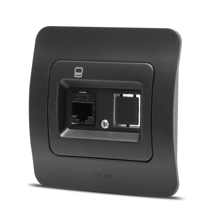 Priza date UTP cu un port RJ45 Cat6e negru mat pentru montaj incastrat [2]