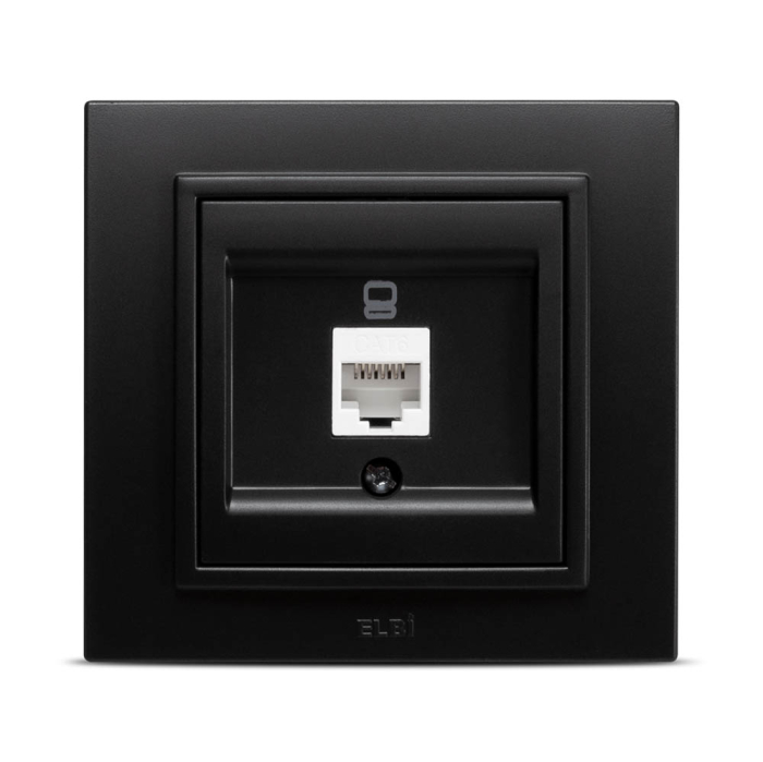 Priza de date Elbi Zena 1xRJ45 Cat6e UTP negru mat pentru montaj incastrat [2]