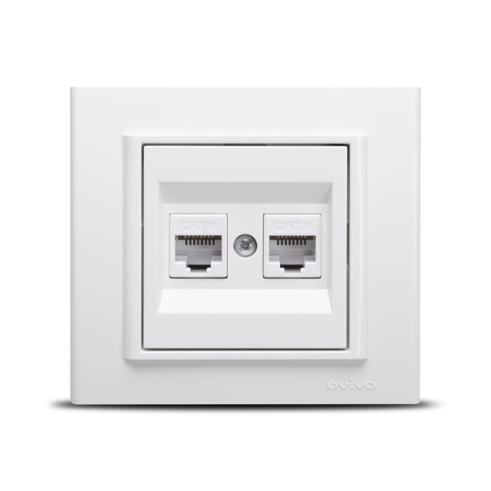 Priza dubla de date RJ45 alba pentru montaj incastrat [3]