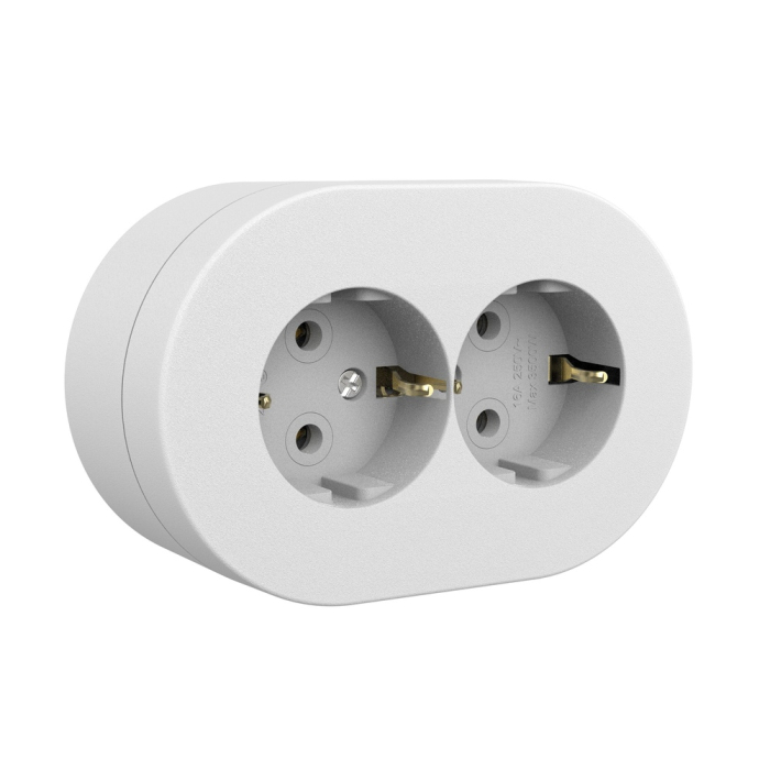 Priza dubla Schuko aparenta alba cu impamantare 16A IP54 [2]