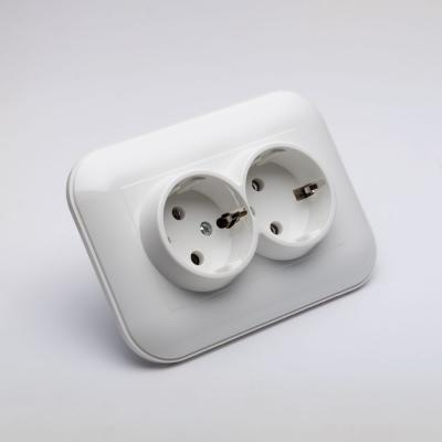 Priza dubla Schuko cu impamantare Ovivo Loft alba 404-010301-907 [2]