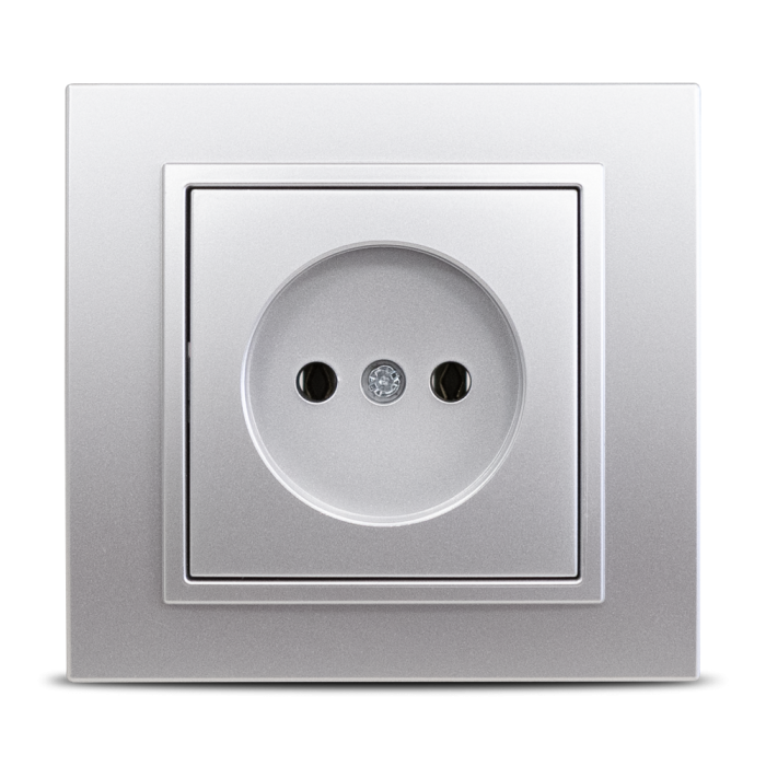 Priza simpla fara contact de protectie 16A gri metalizat pentru montaj incastrat [2]