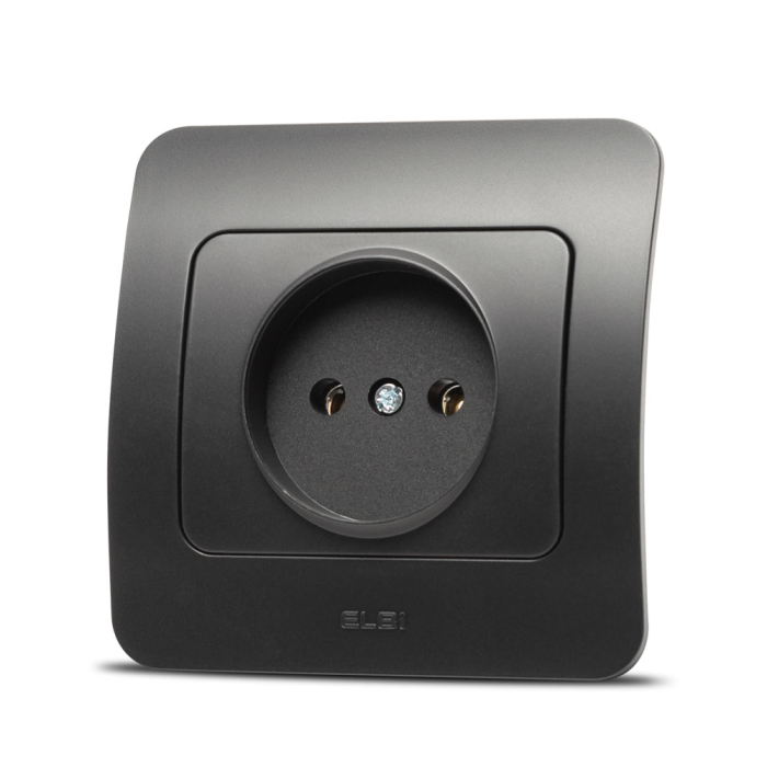 Priza simpla fara contact de protectie 16A negru mat pentru montaj incastrat [2]