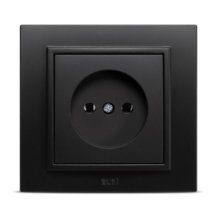 Priza fara contact de protectie 16A ELBI Zena, negru mat, pentru montaj incastrat [2]