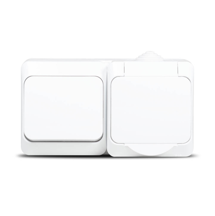 Priza cu intrerupator aplicat alba IP44 cu contact lateral de protectie [2]