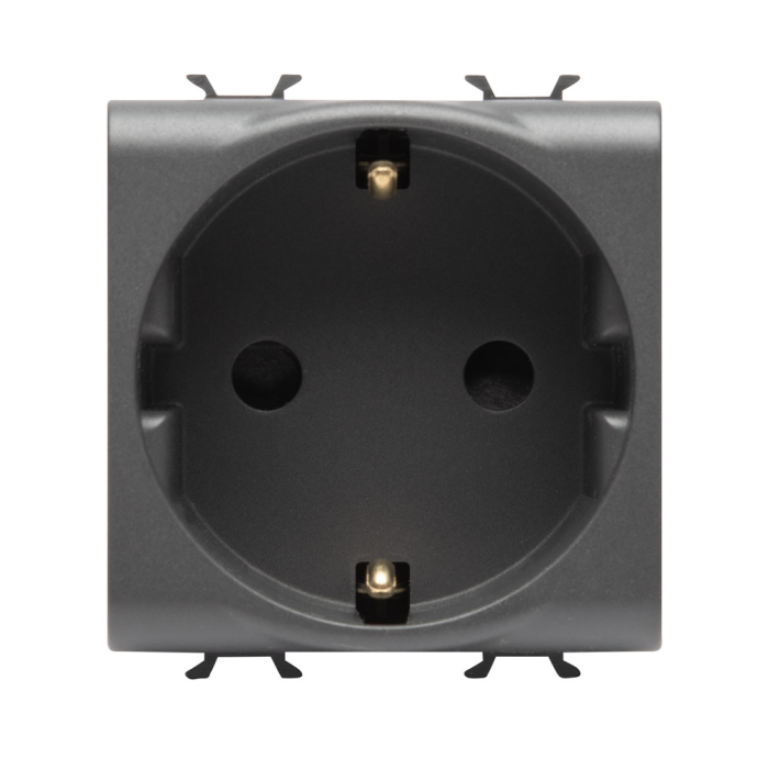 Priza Schuko modulara negru satinat 16 A 250 V cu 2 module [2]