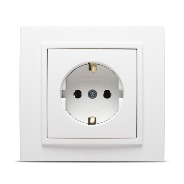 Priza Schuko 16A alb mat pentru montaj incastrat cu contact de protectie [2]