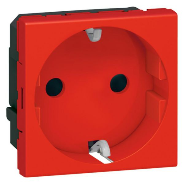 Priza Schuko rosie 2 module 16A cu borne automate si obturatoare de protectie [2]