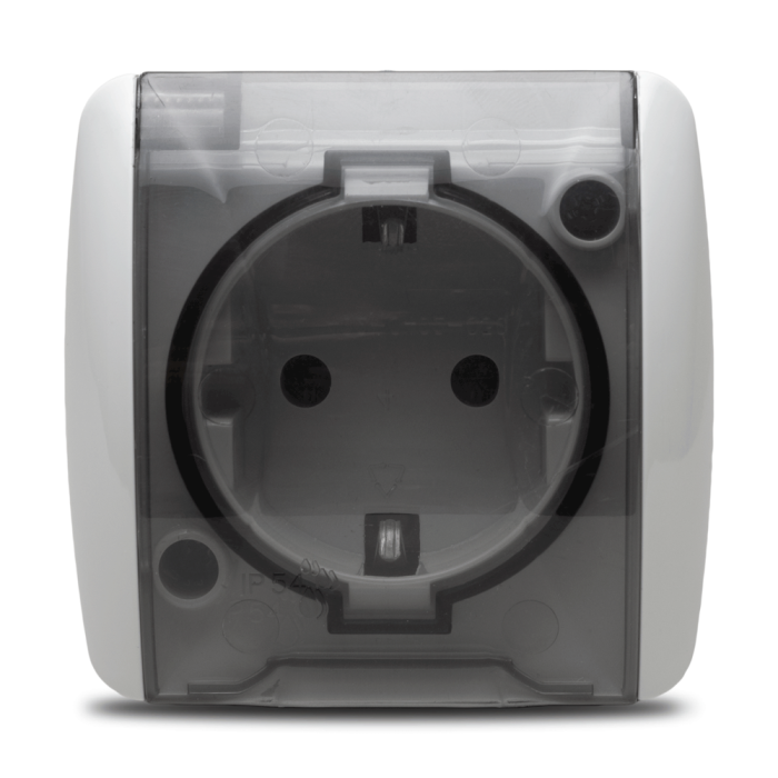 Priza Schuko alba cu capac pentru montaj aparent 16A IP54 [2]