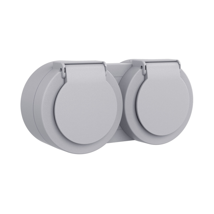 Priza Schuko gri cu capac rabatabil pentru montaj aparent si protectie IP54 [2]