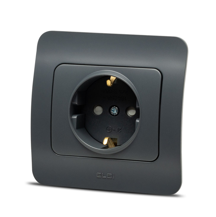 Priza Schuko cu protectie copii 16A antracit pentru montaj incastrat [2]