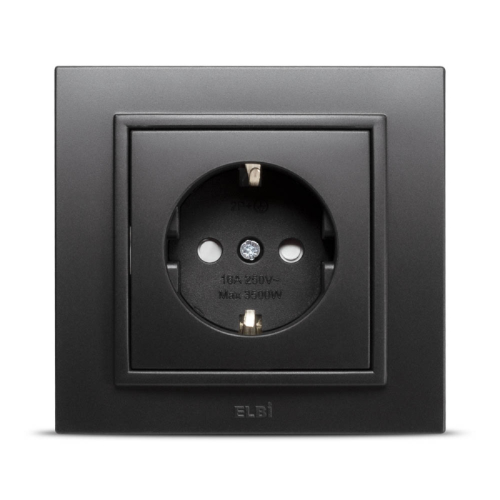 Priza Schuko cu protectie copii 16A negru mat din gama ELBI Zena [2]