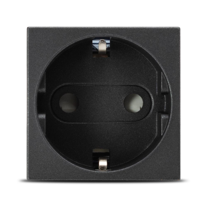 Priza Schuko antracit cu protectie copii 2 module 16A pentru montaj incastrat standard italian [2]