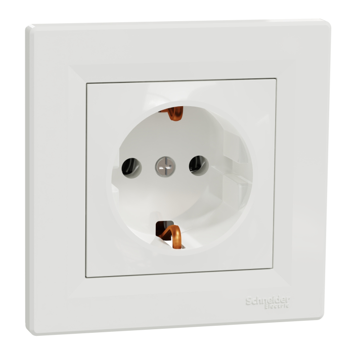 Priza Schuko simpla alba pentru montaj incastrat cu contact de protectie lateral [2]