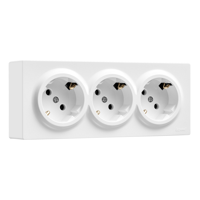 Priza tripla Schuko alba pentru montaj aparent pe perete [2]