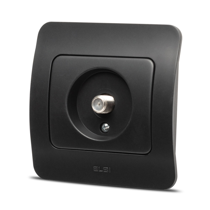 Priza TV cu conector F negru mat pentru montaj incastrat [2]