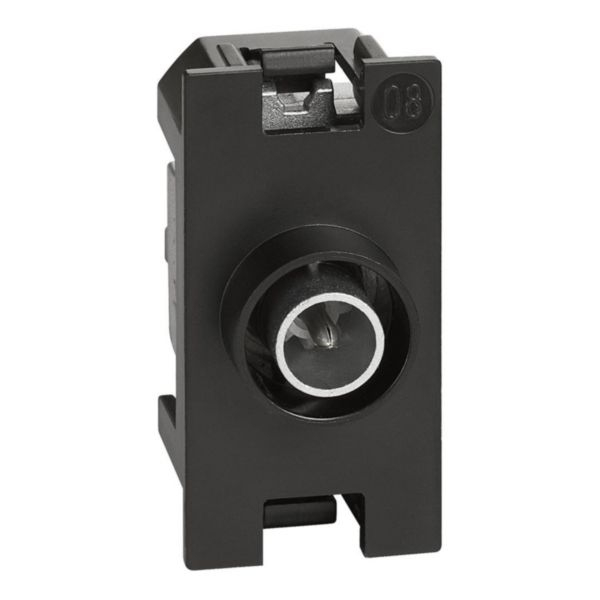 Priza TV directa neagra cu conector coaxial de 9,5 mm pentru montaj incastrat modular [2]