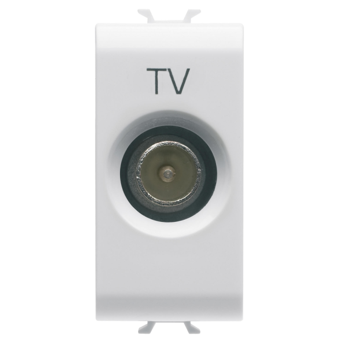 Priza coaxiala TV de trecere alba cu 1 modul si conector IEC masculin de 9,5 mm [2]