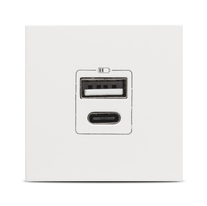 Priza USB incastrabila cu port USB A si USB C 5V 2 4A 2 module alb mat [2]