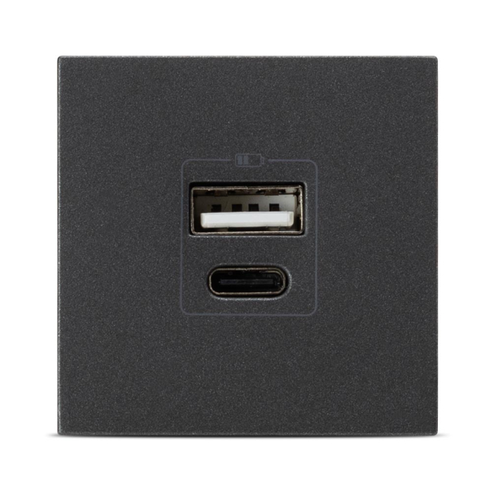 Priza USB A si USB C 5V 2,4A 2 module antracit pentru montaj incastrat [2]