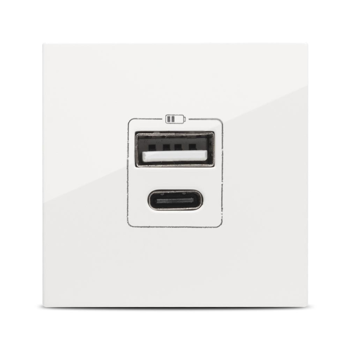 Priza USB alba cu port USB A si port USB C pentru montaj incastrat 2 module [2]