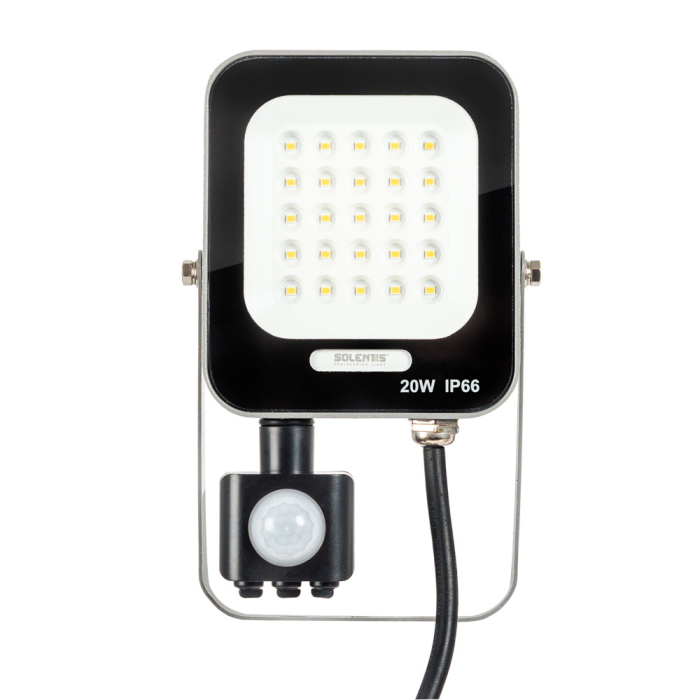 Proiector LED gri cu senzor PIR 20W lumina neutra 4000K IP65 [2]